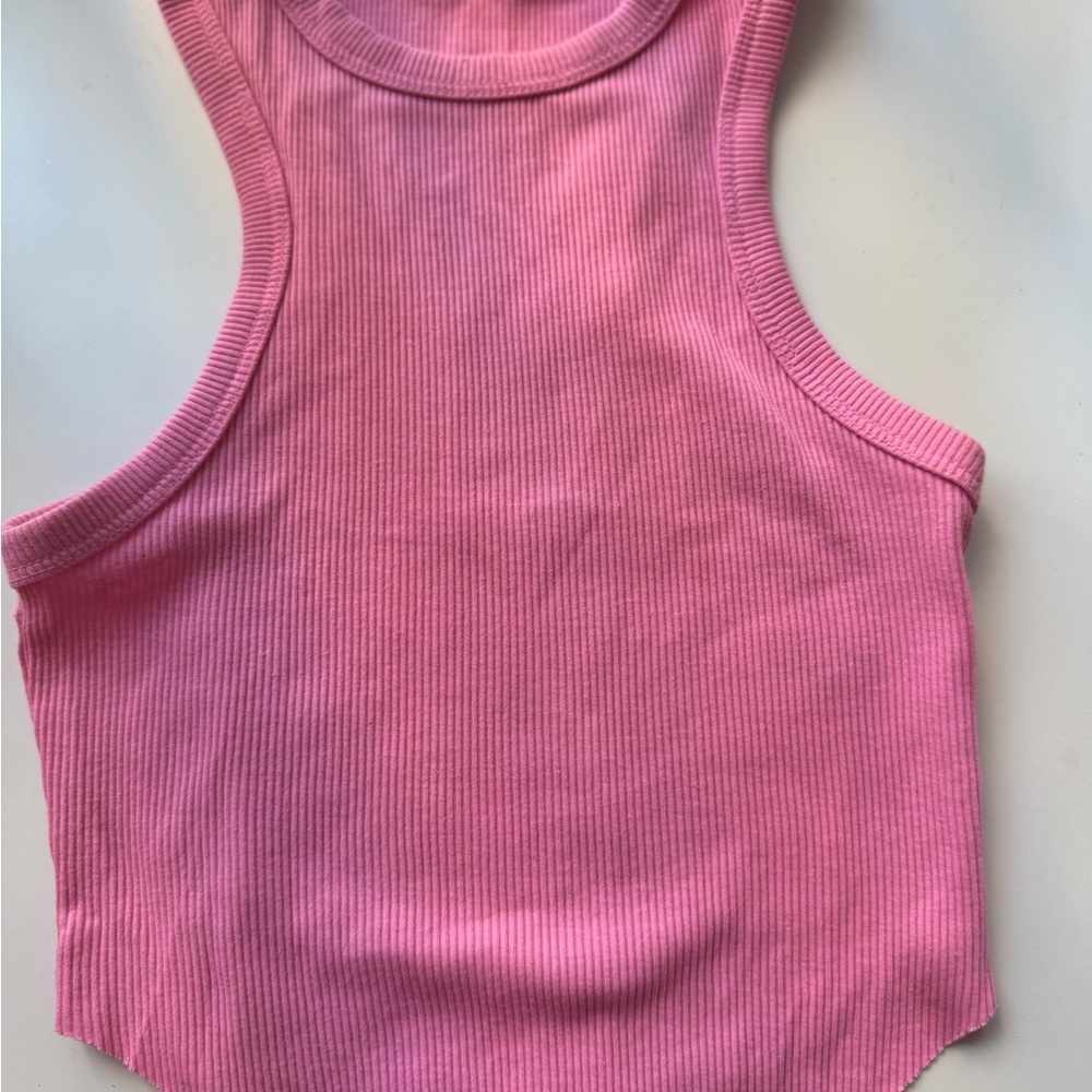 Pink Ribbed Tank Top